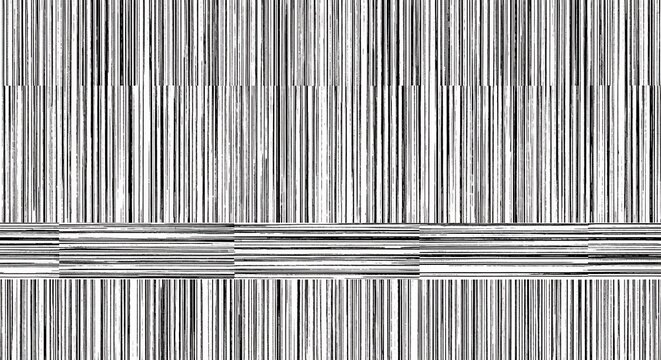 Monochromatic vertical stripe pattern with horizontal breaks, abstract texture background.