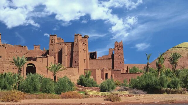 A&iuml;t Ben Haddou Ancient Kasbah in Morocco
Historic Ait ben haddou Near Ouarzazate, Morocco featuring traditional earthen architecture, mudbrick buildings, towers, and narrow passageways.