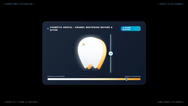 Dental Clinic Tooth Whitening Before-After Shade Guide Slider with a brightening tooth icon