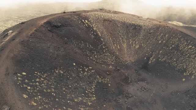 Etna volcano, cloudy day, aerial shot