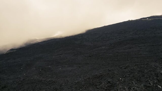 Etna volcano, cloudy day, aerial shot