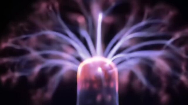 Mesmerizing Display of Purple Plasma Ball Energy Filaments.