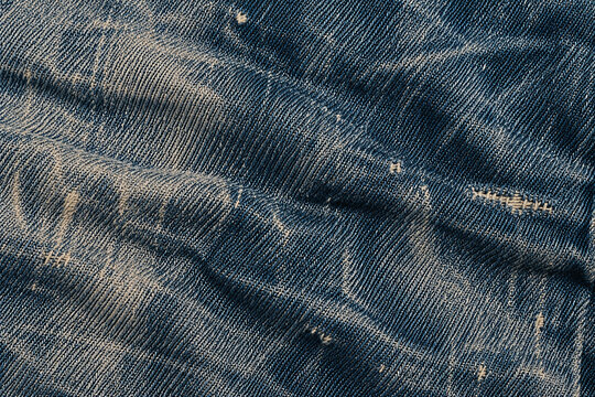 Worn Blue Denim Fabric Texture Background