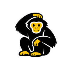Fototapeta premium Modern Minimalist Gibbon Emblem Design