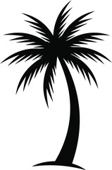 Elegant black silhouette of a tall palm tree isolated on a clean white background for tropical designs © Tanvir Hossain
