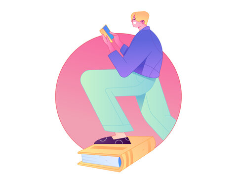Character reading quietly vector concept operation hand drawn illustration
