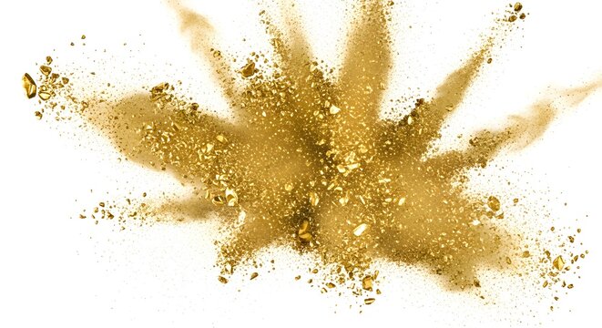 Luxury powder gold dust splash, isolated white background