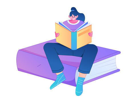 Character reading quietly vector concept operation hand drawn illustration
