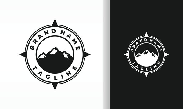 Mountain Compass Logo with Circular Frame