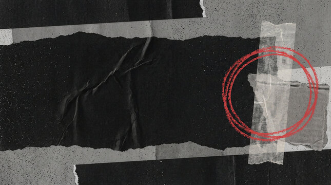 Punk Grunge Revival Background 90s Aesthetic Distressed Paper Collage Texture Ripped Cardboard Aesthetic Urban Street Art Element Scribble Marker Red Circle Motif Layered Tape Design Retro Vintage