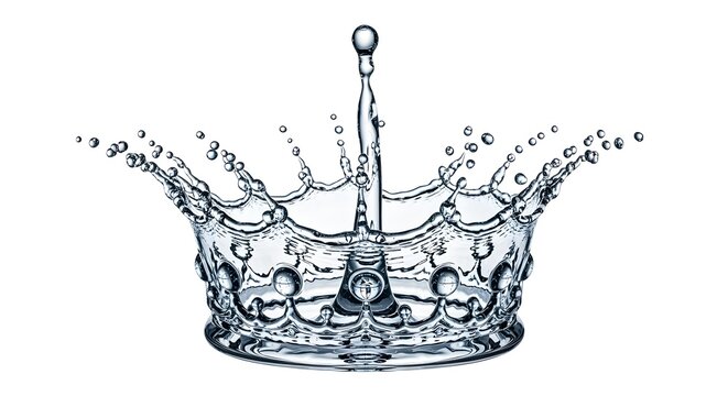 Water splash crown shape, crystal clear, isolated white background