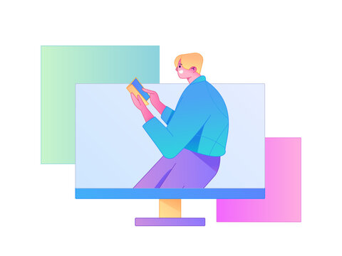 Character reading quietly vector concept operation hand drawn illustration
