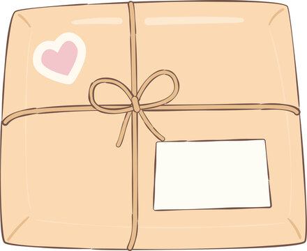 Handdrawn Gift Parcel With Heart Sticker