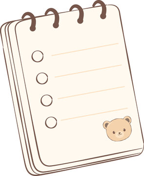 Cute Kawaii Bear Spiral Notebook Illustration