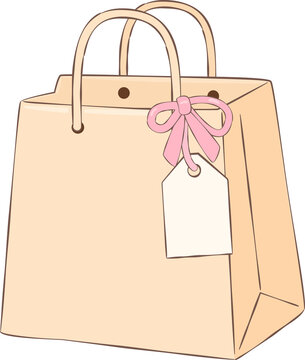 Illustration of a Beige Paper Shopping Bag