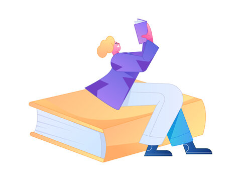 Character reading quietly vector concept operation hand drawn illustration
