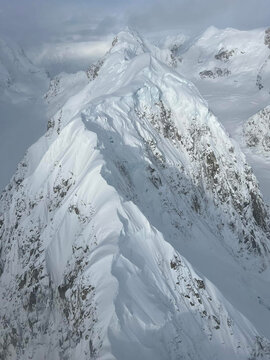 Dramatic Snow Covered Mountain Ridge in Denali National Park Alaska