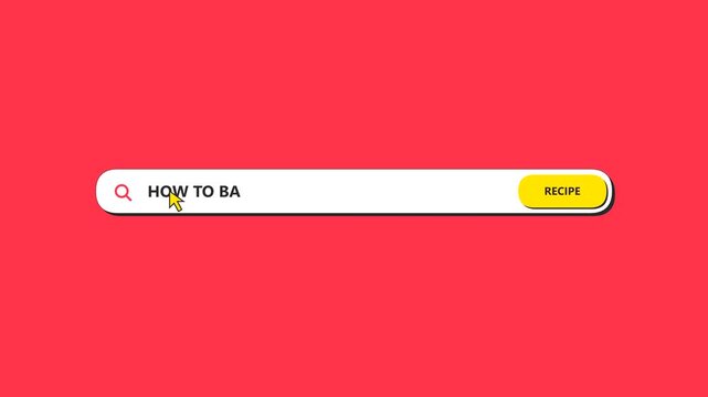 Typing search query "How to bake chocolate cookies" on red background