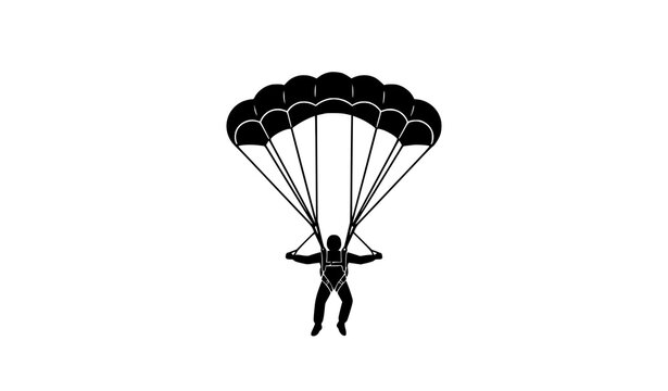 Parachute Skydiver Silhouette &ndash; Paragliding and Aviation Vector