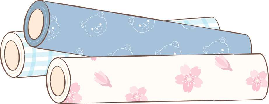 Rolls of Decorative Patterned Wrapping Paper