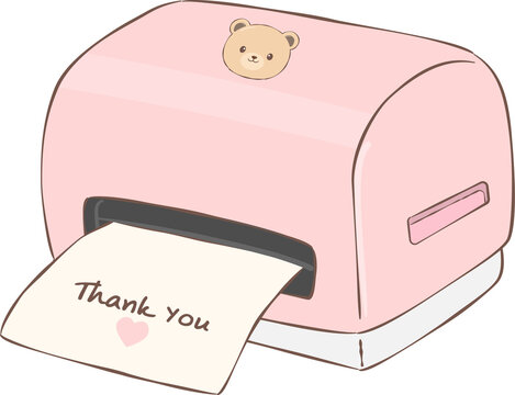 Cute Pink Mini Printer with Thank You Note