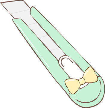 Cute Pastel Mint Utility Knife Illustration