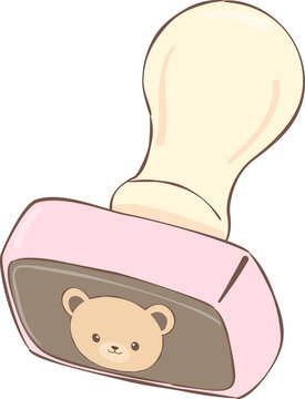 Cute Teddy Bear Rubber Stamp Illustration