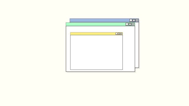 Graphic animation of opening multiple software windows