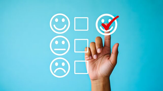 Customer satisfaction survey with hand selecting positive rating