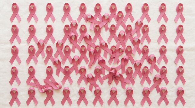 Abundant Pink Ribbons For Breast Cancer Awareness Background
