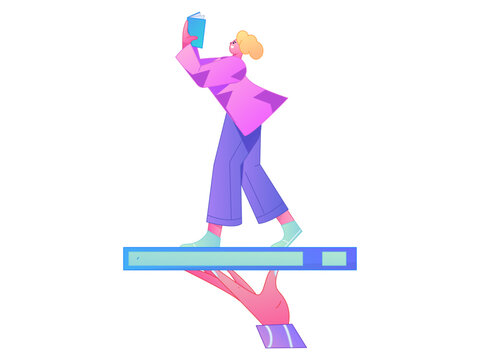 Character reading quietly vector concept operation hand drawn illustration
