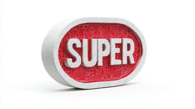 Super deal 3D badge with red and white text isolated on a clean white background