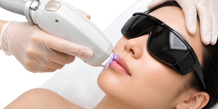 Lip laser treatment woman