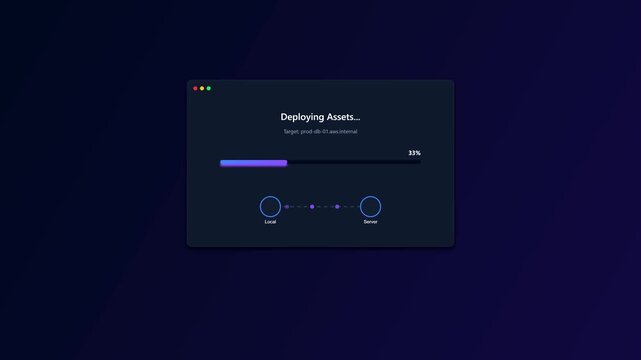 Digital loading progress bar animation on computer screen