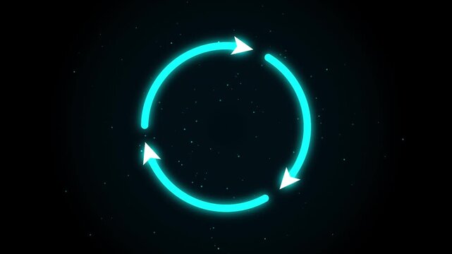 Glowing Cyan Circular Recycle Arrow Icon Loading Motion Graphic Loop