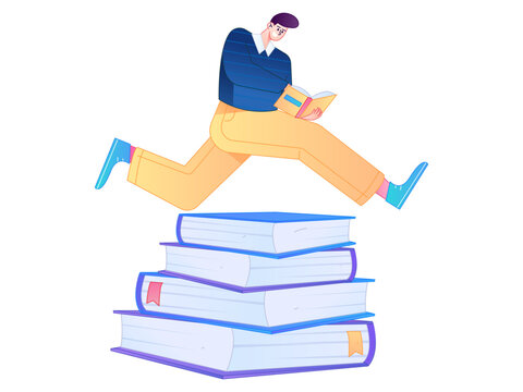 Character reading quietly vector concept operation hand drawn illustration
