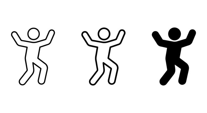 Joyful Human Icons, Dancing Figures, Celebration Vector Silhouettes