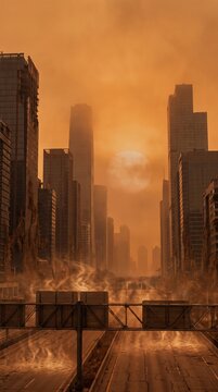 Futuristic Megacity in Extreme Heatwave and Air Pollution Crisis