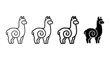 Obraz premium Llama Icon Set, Cute Alpaca Vector Graphics, Stylized South American Camelid Icons, Simple Animal Illustrations