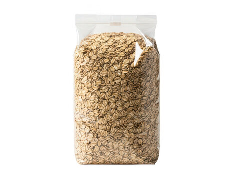 Bag of rolled oats isolated on transparent background
