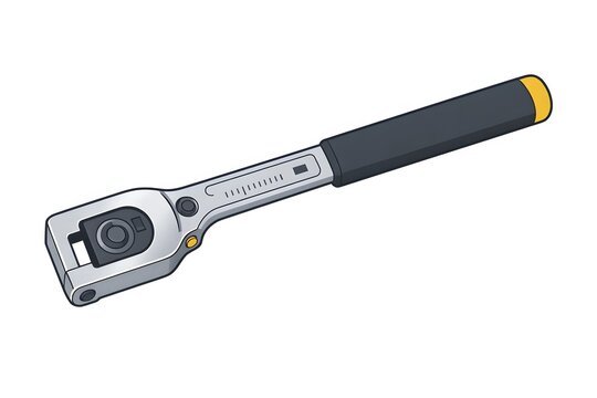 Torque wrench tool flat vector illustration automotive mechanical wrench icon isolated on white background