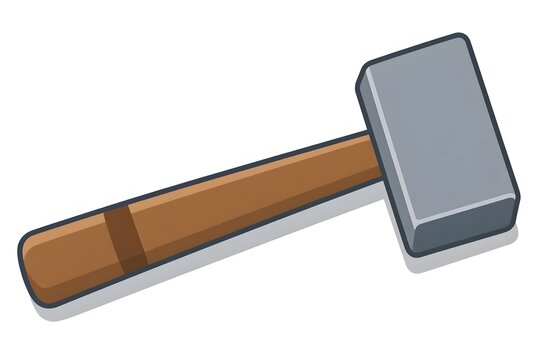 Meat tenderizer mallet flat vector illustration wooden kitchen hammer utensil isolated on white background