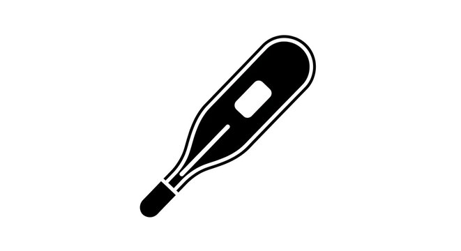 Black digital thermometer icon isolated on a transparent background