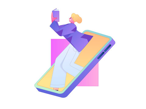 Character reading quietly vector concept operation hand drawn illustration
