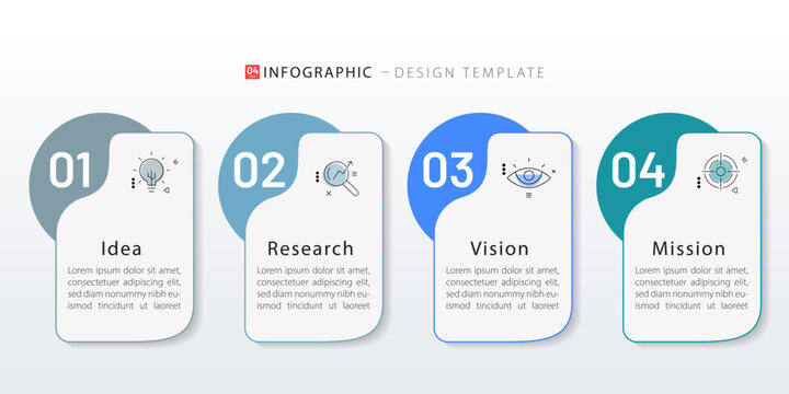 Infographic template. 4 Step timeline journey, Flat simple infographics design template. presentation graph. Business concept with numbers 4 options or steps vector illustration.