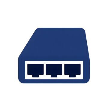 Minimalist blue icon representing a network switch or router hardware device.