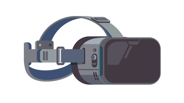 Modern virtual reality headset illustration with head straps for immersive digital gaming