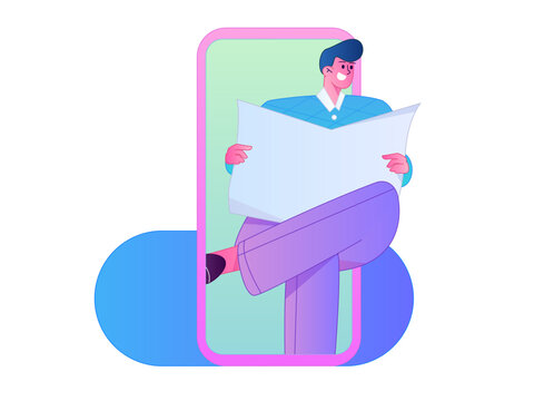Character reading quietly vector concept operation hand drawn illustration
