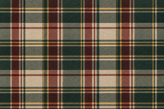 Close Up Tartan Fabric Texture with Classic Plaid Pattern