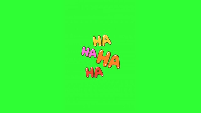 "Hahaha" cartoon text animation on green screen, suitable for animated stickers.